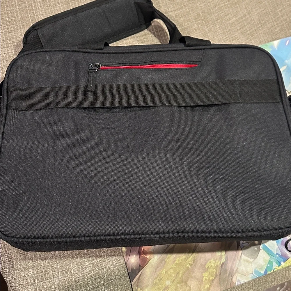 Stylish Black Laptop Bag with Red Accents
